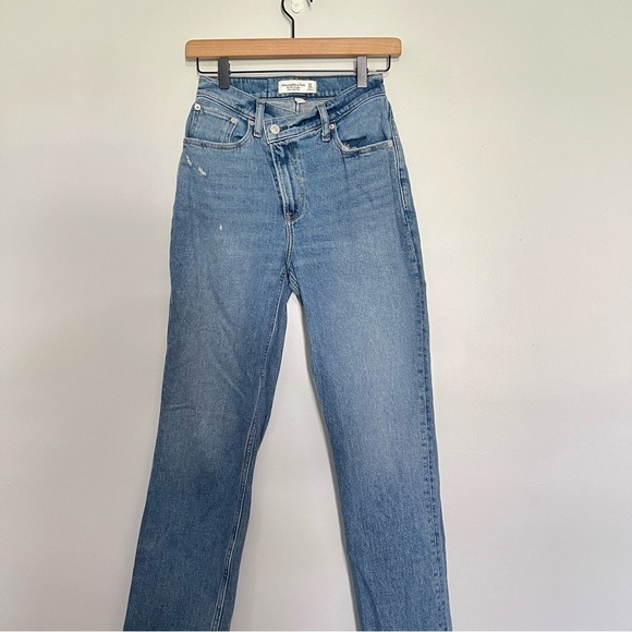 Abercrombie & Fitch curve love the 90s straight ultra high rise jeans blue 25/00 - Picture 3 of 8